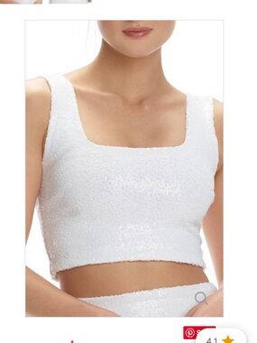 Commando White Square Neck Sequin Crop Top